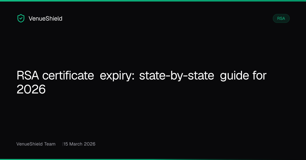 RSA certificate expiry: state-by-state guide for 2026 | VenueShield